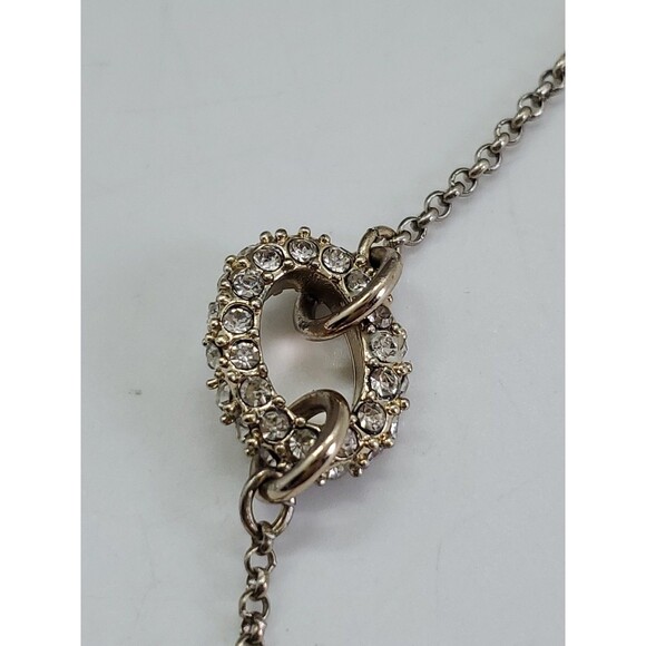 Long Ann Taylor 40" Rhinestone Pave Crystal Necklace VIntage Silver Tone Boho - Picture 5 of 9